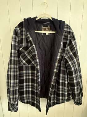 Legendary Outfitters Men's Blue Plaid Quilted Lined Flannel Shirt L